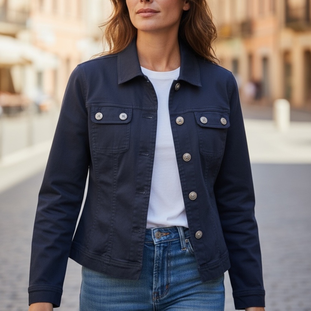 Jones New York Sport Stretch Navy Blue Button Front Jacket Women’s M - Picture 6 of 6